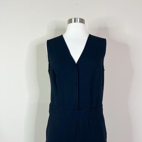 Spanx | Black Perfect Sleeveless V Neck Ponte Flare Leg Slimming Jumpsuit M EUC - Picture 3 of 11